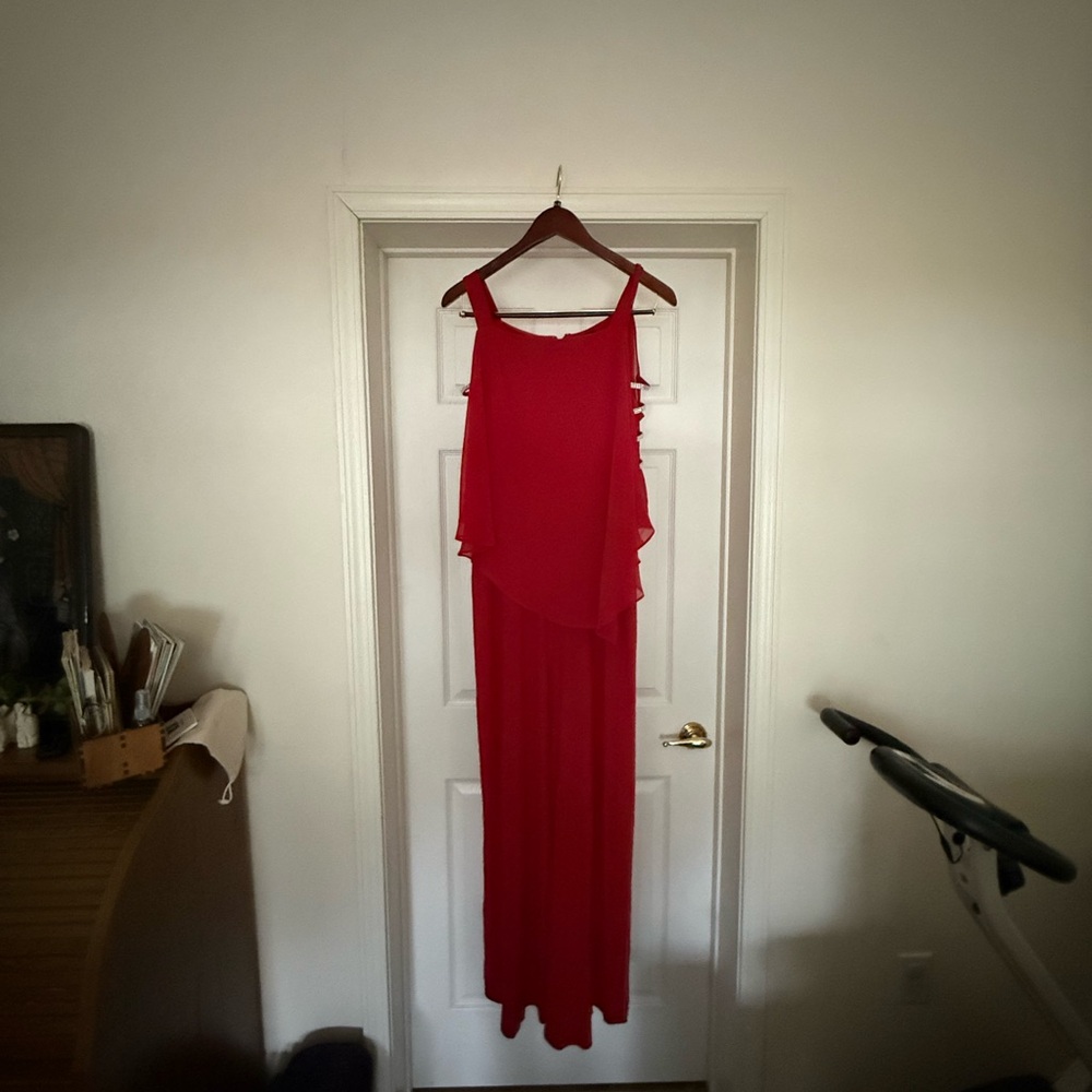 MSK Red Sleeveless Layered Maxi Dress